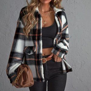 Plaid Print Drop Shoulder Jacket